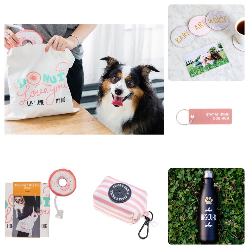 Dog Mom Water-bottle Accessories Tote bag Keychain Coaster Dog Toy Bundle Set